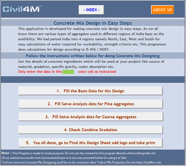 Concrete mix design excel format