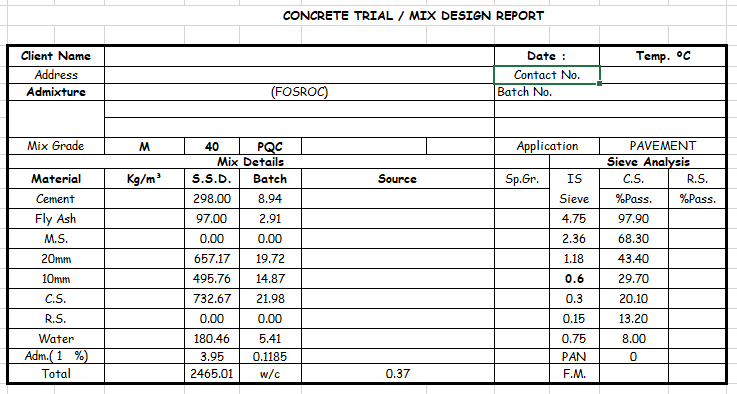 self compacting concrete mix design excel sheet