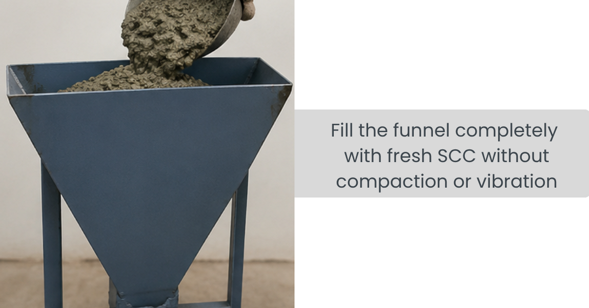 Step 2: Filling the Funnel with Fresh SCC Without Compaction or Vibration